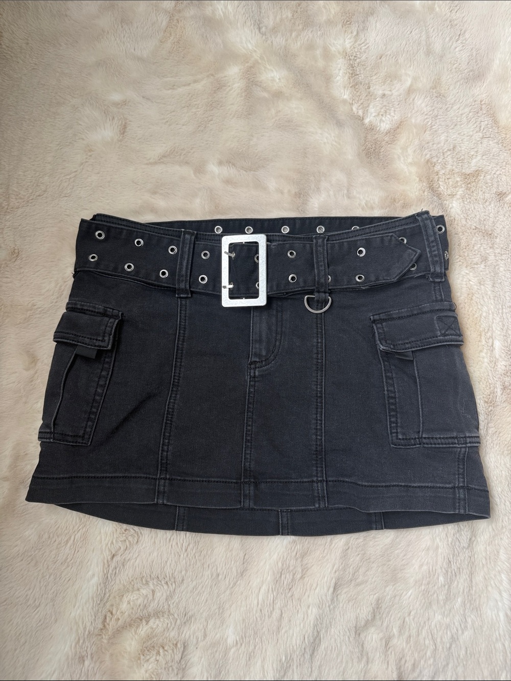 Urban Outfitters Cargo Mini Skirt with Grommet Belt - Black